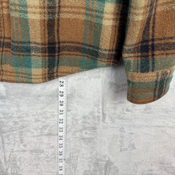prAna Plaid Flannel Shirt Jacket Brown Green Men Sz S Button Front Lined Casual - Picture 10 of 10